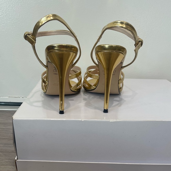 ZARA GOLD CRISS CROSS STRAPPY HEELS - Picture 3 of 8